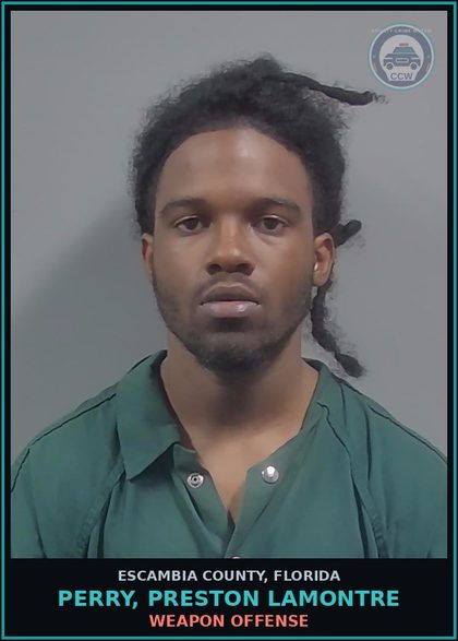 CCW arrest card for PERRY, PRESTON LAMONTRE in Escambia County: DRUGS-POSSESS