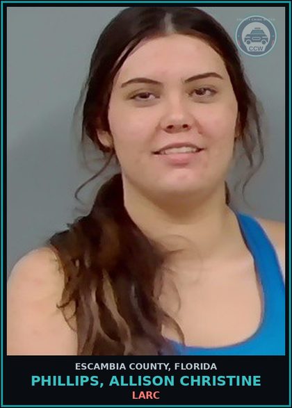 CCW arrest card for PHILLIPS, ALLISON CHRISTINE in Escambia County: LARC