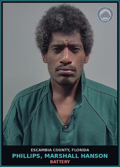 CCW arrest card for PHILLIPS, MARSHALL HANSON in Escambia County: DRUGS-POSSESS