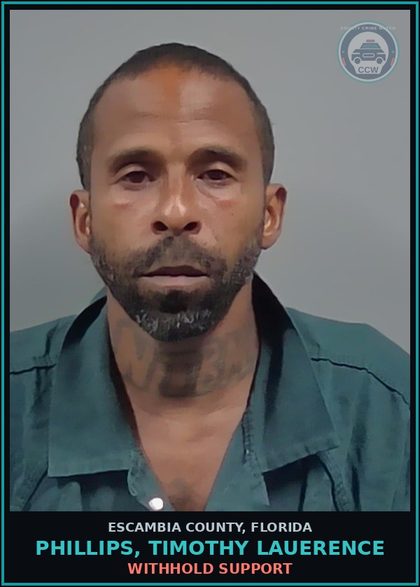 CCW arrest card for PHILLIPS, TIMOTHY LAUERENCE in Escambia County: WITHHOLD SUPPORT