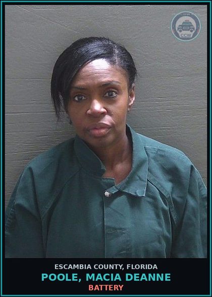 CCW arrest card for POOLE, MACIA DEANNE in Escambia County: BATTERY
