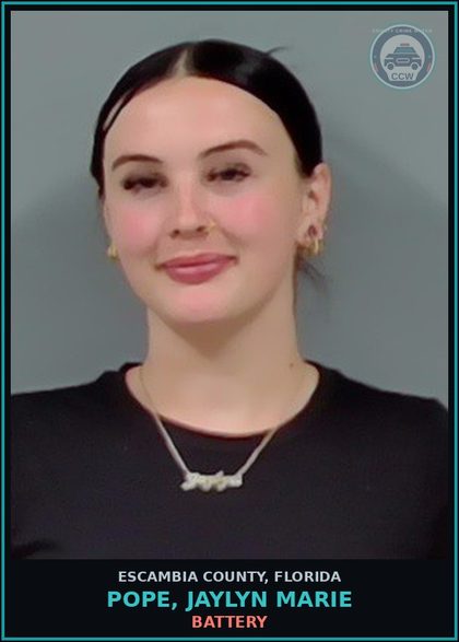 CCW arrest card for POPE, JAYLYN MARIE in Escambia County: BATTERY