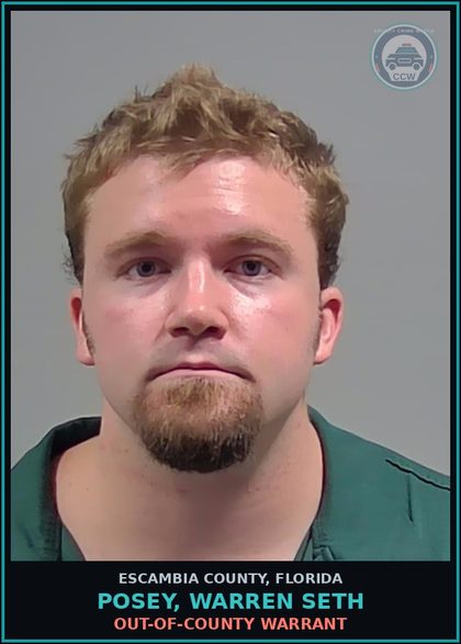 CCW arrest card for POSEY, WARREN SETH in Escambia County: OUT-OF-COUNTY WARRANT