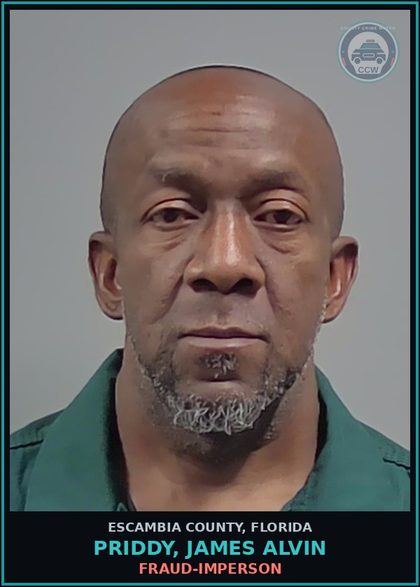 CCW arrest card for PRIDDY, JAMES ALVIN in Escambia County: FRAUD-IMPERSON