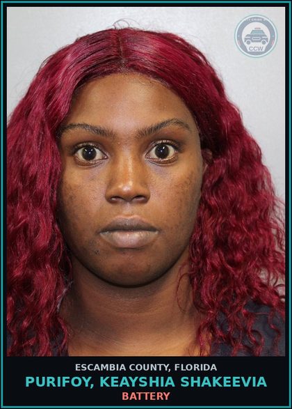 CCW arrest card for PURIFOY, KEAYSHIA SHAKEEVIA in Escambia County: CONTEMPT OF COURT