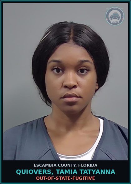CCW arrest card for QUIOVERS, TAMIA TATYANNA in Escambia County: OUT-OF-STATE-FUGITIVE