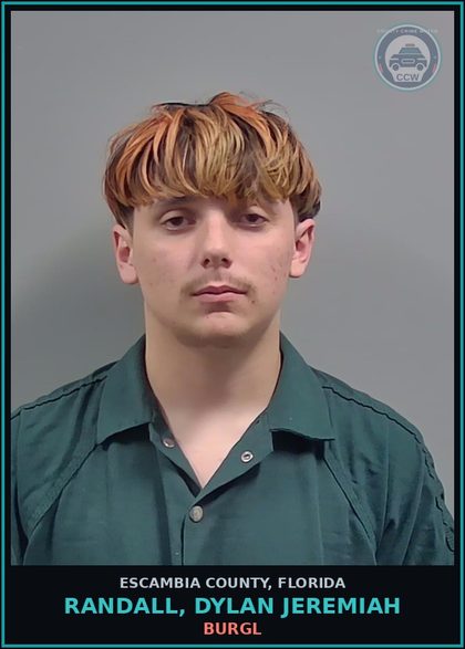 CCW arrest card for RANDALL, DYLAN JEREMIAH in Escambia County: BURGL