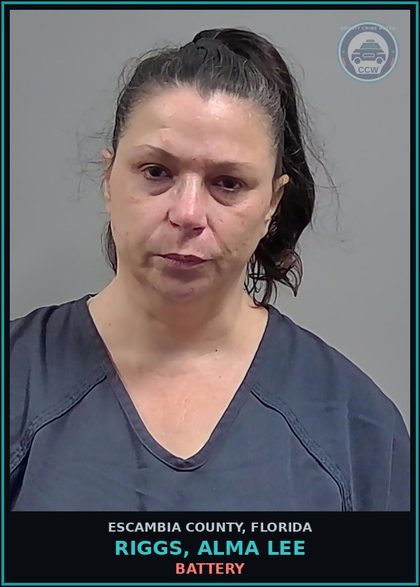CCW arrest card for RIGGS, ALMA LEE in Escambia County: BATTERY