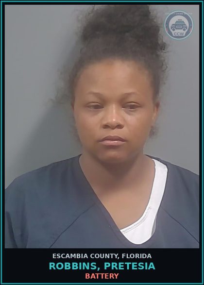 CCW arrest card for ROBBINS, PRETESIA in Escambia County: BATTERY