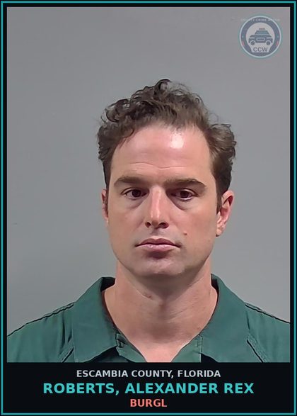 CCW arrest card for ROBERTS, ALEXANDER REX in Escambia County: BURGL