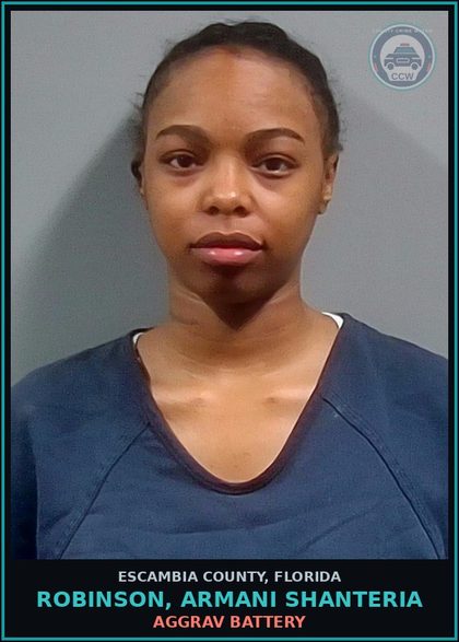 CCW arrest card for ROBINSON, ARMANI SHANTERIA in Escambia County: AGGRAV BATTERY