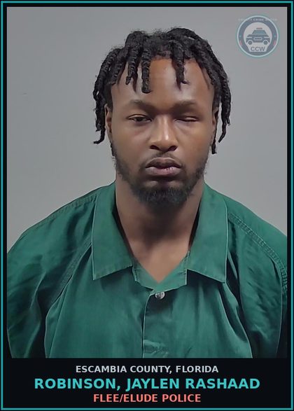 CCW arrest card for ROBINSON, JAYLEN RASHAAD in Escambia County: FLEE/ELUDE POLICE