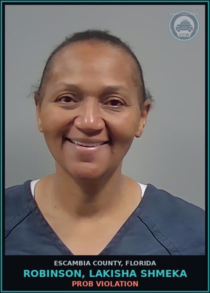 CCW arrest card for ROBINSON, LAKISHA SHMEKA in Escambia County: PROB VIOLATION