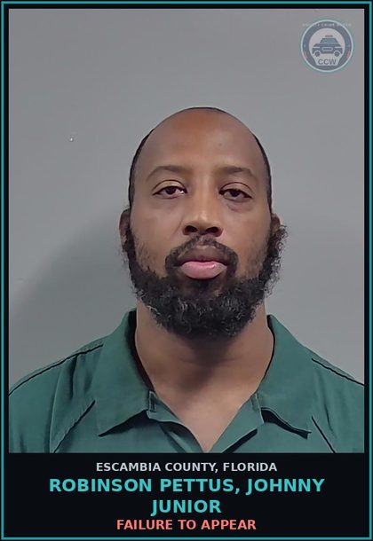 CCW arrest card for ROBINSON PETTUS, JOHNNY JUNIOR in Escambia County: FAILURE TO APPEAR