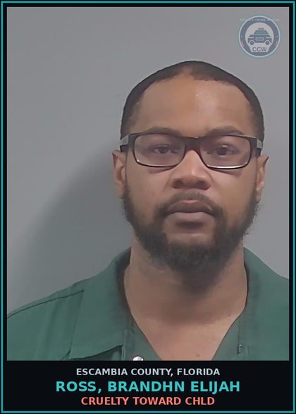 CCW arrest card for ROSS, BRANDHN ELIJAH in Escambia County: CRUELTY TOWARD chld