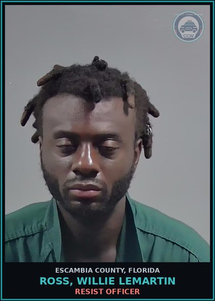 CCW arrest card for ROSS, WILLIE LEMARTIN in Escambia County: RESIST OFFICER
