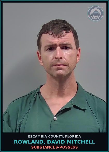 CCW arrest card for ROWLAND, DAVID MITCHELL in Escambia County: DRUGS-POSSESS