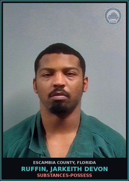 CCW arrest card for RUFFIN, JARKEITH DEVON in Escambia County: DRUGS-POSSESS