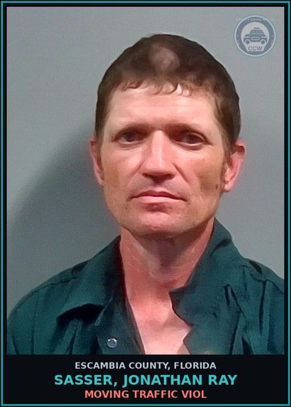 CCW arrest card for SASSER, JONATHAN RAY in Escambia County: MOVING TRAFFIC VIOL