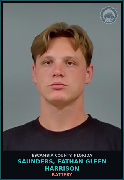 CCW arrest card for SAUNDERS, EATHAN GLEEN HARRISON in Escambia County: EXTORT