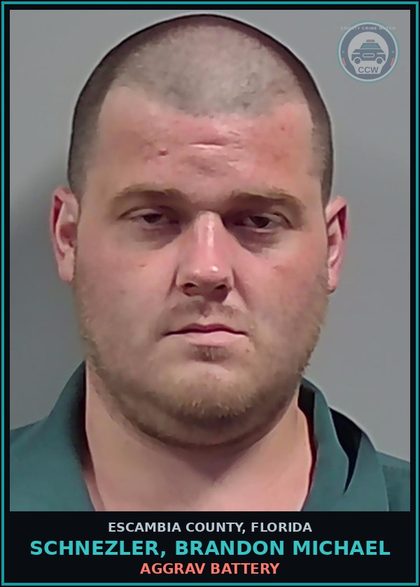 CCW arrest card for SCHNEZLER, BRANDON MICHAEL in Escambia County: AGGRAV BATTERY