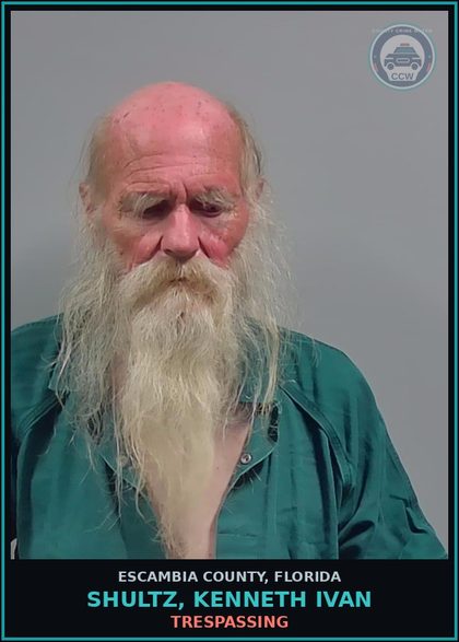 CCW arrest card for SHULTZ, KENNETH IVAN in Escambia County: TRESPASSING