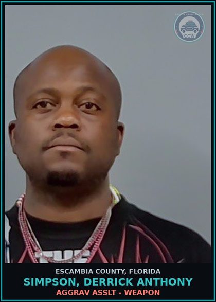 CCW arrest card for SIMPSON, DERRICK ANTHONY in Escambia County: AGGRAV ASSLT - WEAPON
