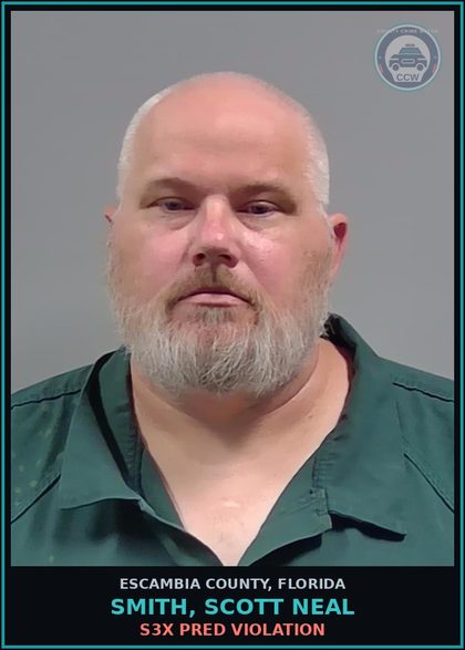 CCW arrest card for SMITH, SCOTT NEAL in Escambia County: s3x PRED VIOLATION