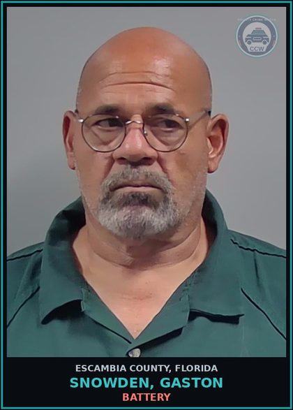 CCW arrest card for SNOWDEN, GASTON in Escambia County: BATTERY