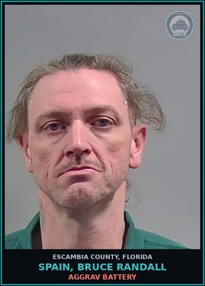 CCW arrest card for SPAIN, BRUCE RANDALL in Escambia County: AGGRAV BATTERY