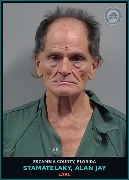 CCW arrest card for STAMATELAKY, ALAN JAY in Escambia County: LARC