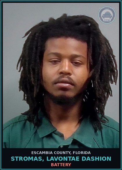 CCW arrest card for STROMAS, LAVONTAE DASHION in Escambia County: BATTERY