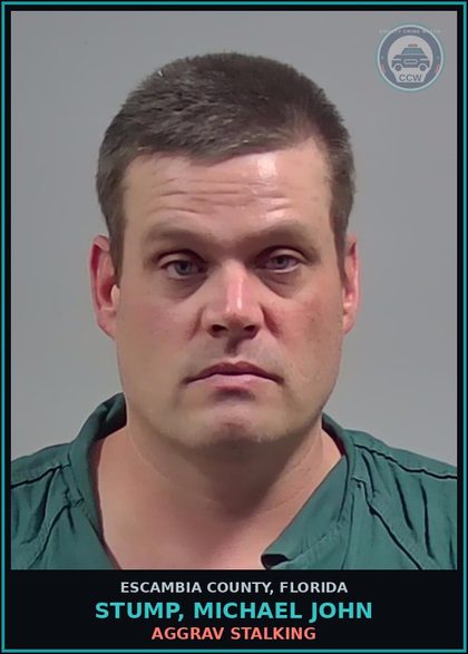 CCW arrest card for STUMP, MICHAEL JOHN in Escambia County: AGGRAV STALKING