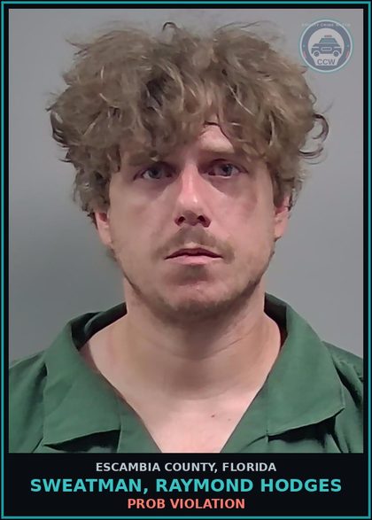 CCW arrest card for SWEATMAN, RAYMOND HODGES in Escambia County: PROB VIOLATION