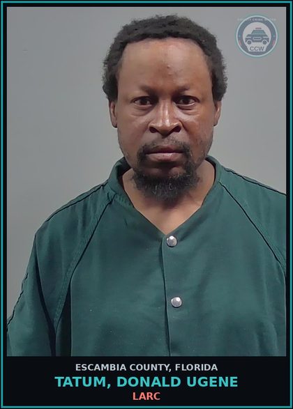 CCW arrest card for TATUM, DONALD UGENE in Escambia County: LARC