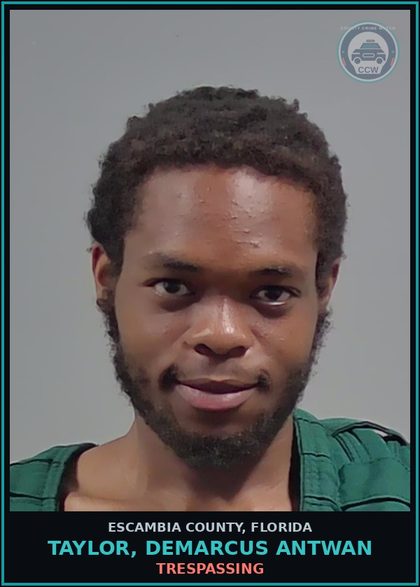CCW arrest card for TAYLOR, DEMARCUS ANTWAN in Escambia County: TRESPASSING