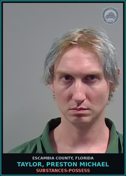 CCW arrest card for TAYLOR, PRESTON MICHAEL in Escambia County: DRUGS-POSSESS