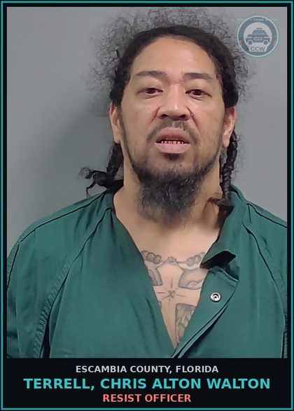CCW arrest card for TERRELL, CHRIS ALTON WALTON in Escambia County: RESIST OFFICER