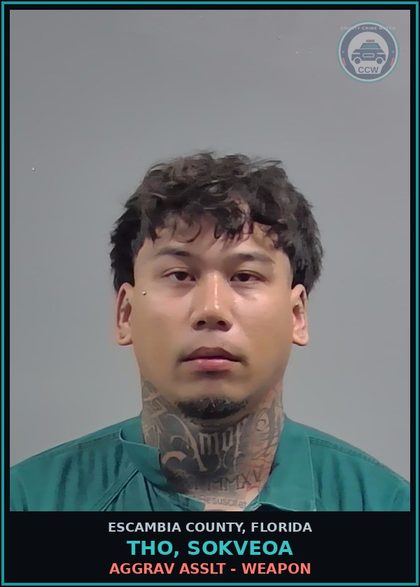 CCW arrest card for THO, SOKVEOA in Escambia County: AGGRAV ASSLT - WEAPON