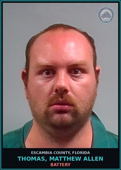 CCW arrest card for THOMAS, MATTHEW ALLEN in Escambia County: BATTERY