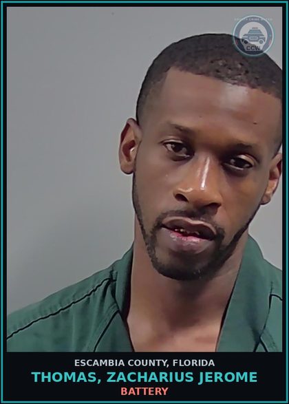 CCW arrest card for THOMAS, ZACHARIUS JEROME in Escambia County: STALKING