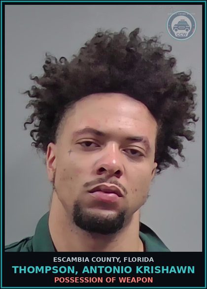 CCW arrest card for THOMPSON, ANTONIO KRISHAWN in Escambia County: DRUGS-TRAFFIC