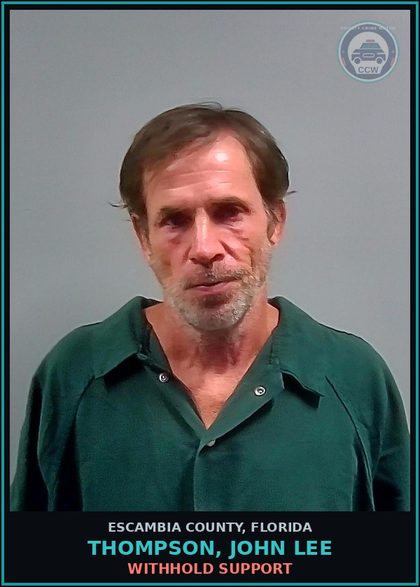 CCW arrest card for THOMPSON, JOHN LEE in Escambia County: WITHHOLD SUPPORT