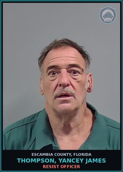 CCW arrest card for THOMPSON, YANCEY JAMES in Escambia County: CONTEMPT OF COURT