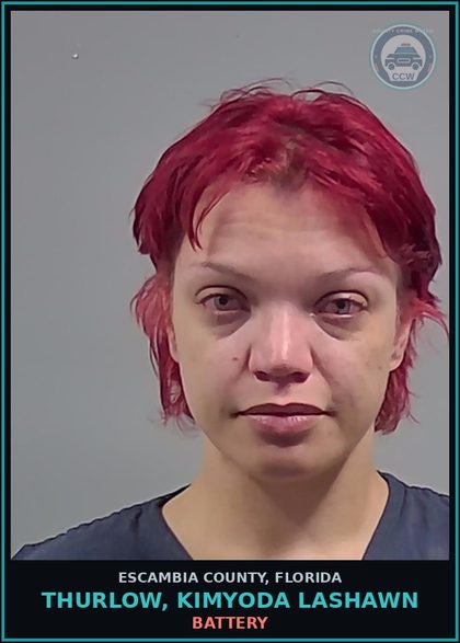 CCW arrest card for THURLOW, KIMYODA LASHAWN in Escambia County: BATTERY