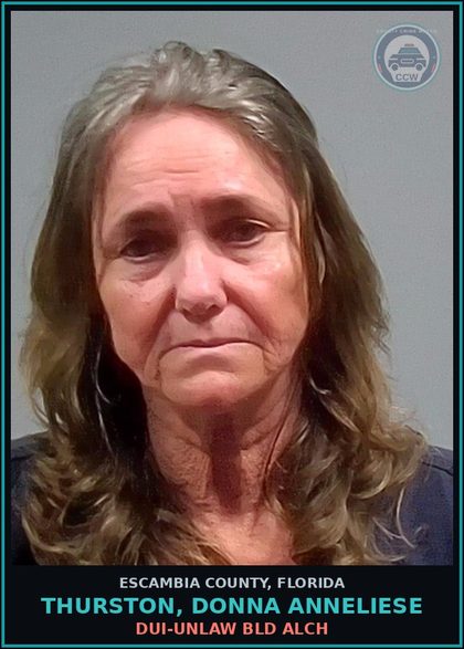 CCW arrest card for THURSTON, DONNA ANNELIESE in Escambia County: DUI-UNLAW BLD ALCH