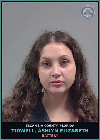CCW arrest card for TIDWELL, ASHLYN ELIZABETH in Escambia County: BATTERY