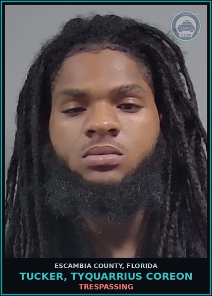 CCW arrest card for TUCKER, TYQUARRIUS COREON in Escambia County: TRESPASSING