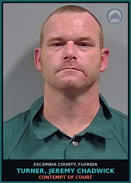 CCW arrest card for TURNER, JEREMY CHADWICK in Escambia County: CONTEMPT OF COURT