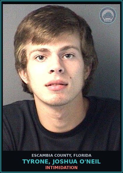 CCW arrest card for TYRONE, JOSHUA O'NEIL in Escambia County: INTIMIDATION